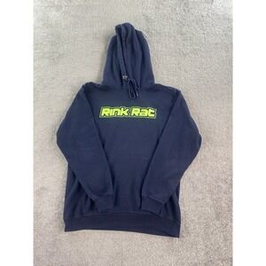 Vintage Rink Rat Hoodie Mens Extra Large Sun Tees Blue Spell Out Logo Hockey y2k